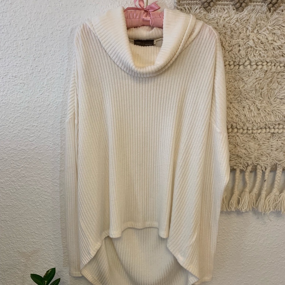 Anthropologie Cream High Low Sweater